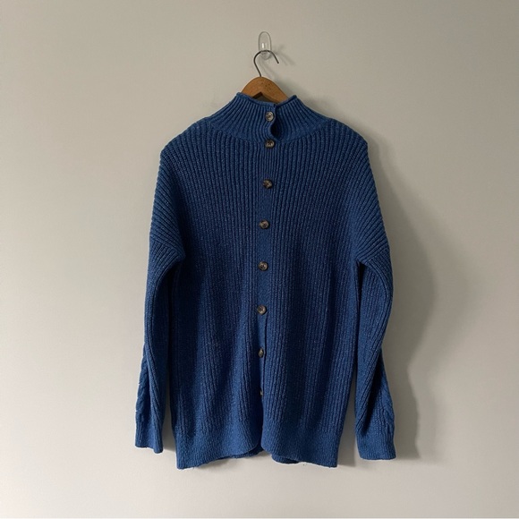 Abercrombie & Fitch Knitted Blue Sweater Mock Neck Size Medium - Picture 7 of 9